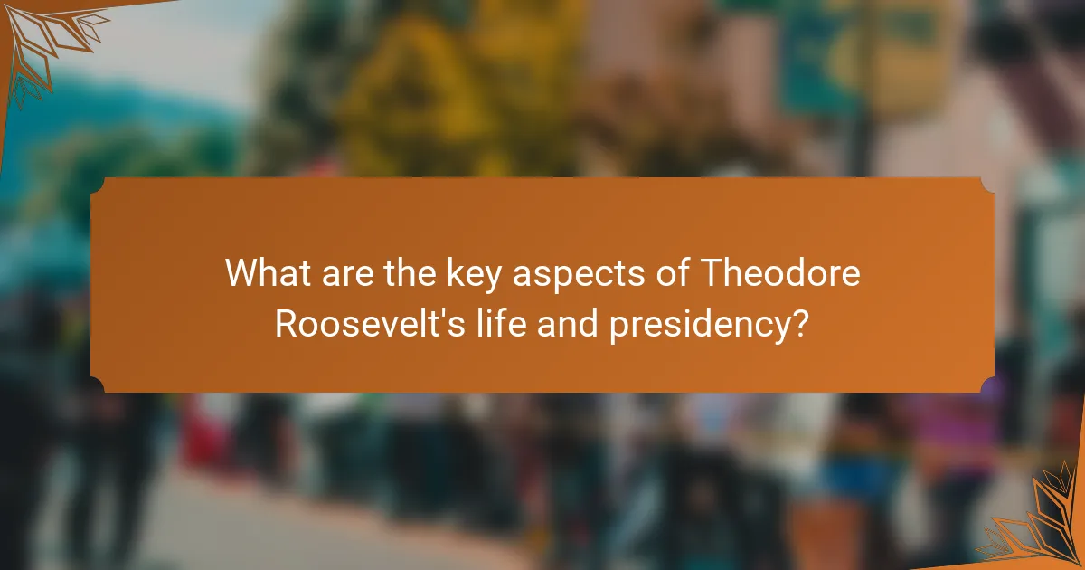 What are the key aspects of Theodore Roosevelt's life and presidency?