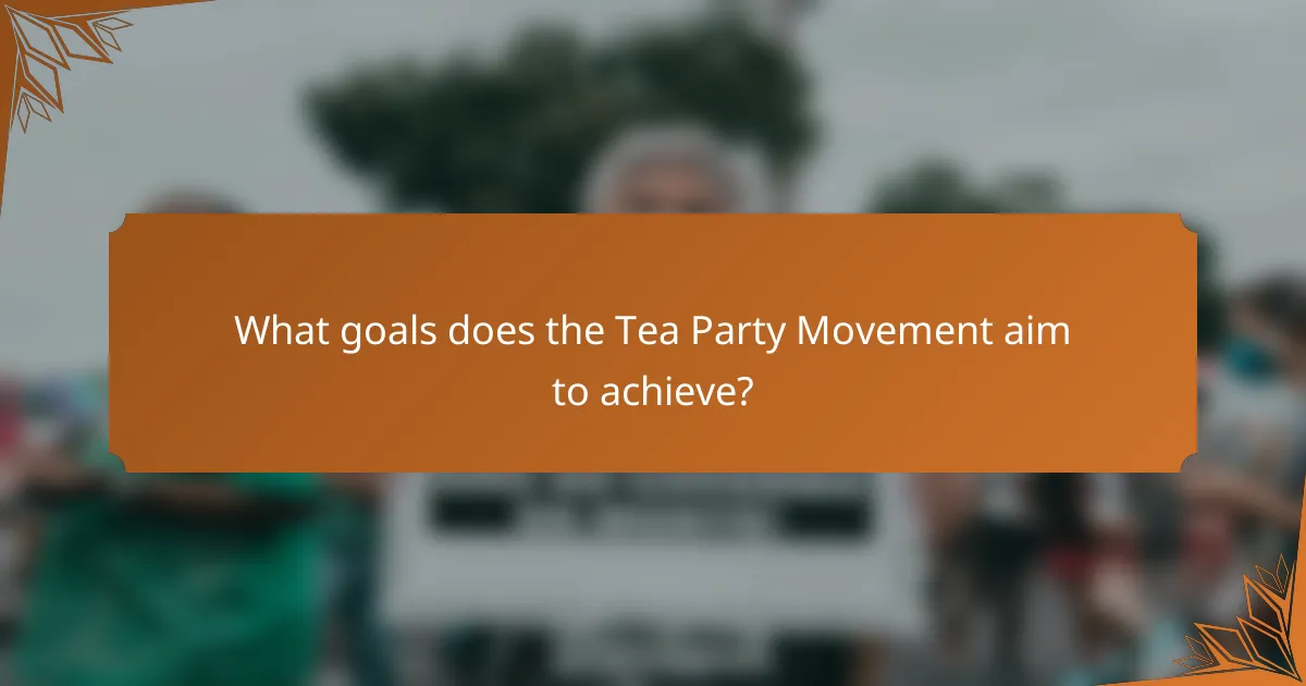 What goals does the Tea Party Movement aim to achieve?