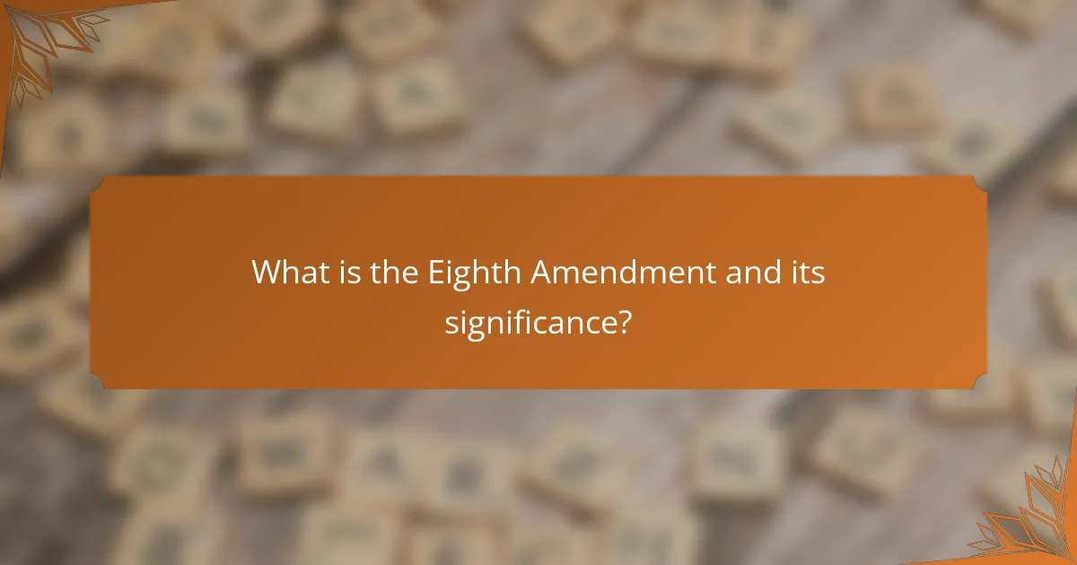 What is the Eighth Amendment and its significance?