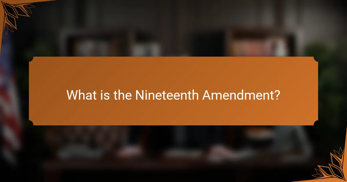 What is the Nineteenth Amendment?