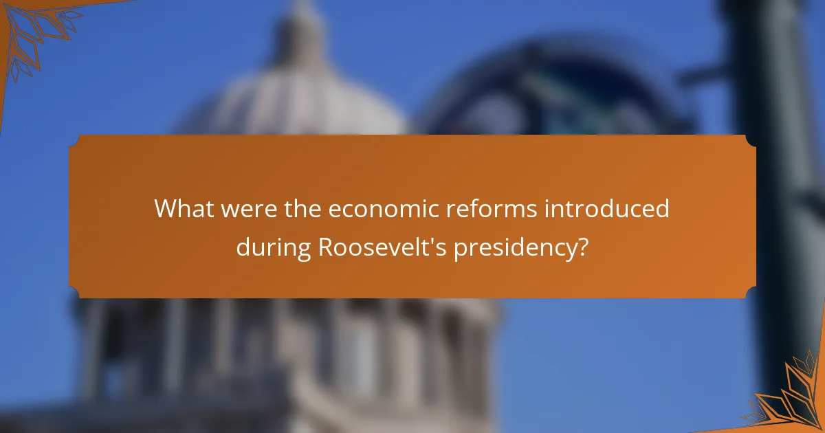 What were the economic reforms introduced during Roosevelt's presidency?
